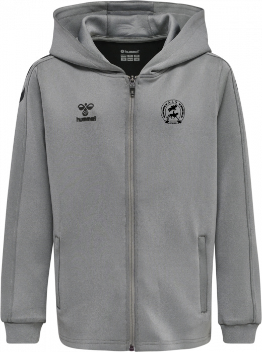 Hummel - Als Hoodie W. Zip Kids - Grey Melange & schwarz